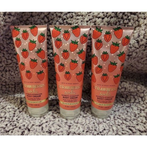 Bath & Body Works Strawberry Soda Scented Body Hand Cream Set of 3